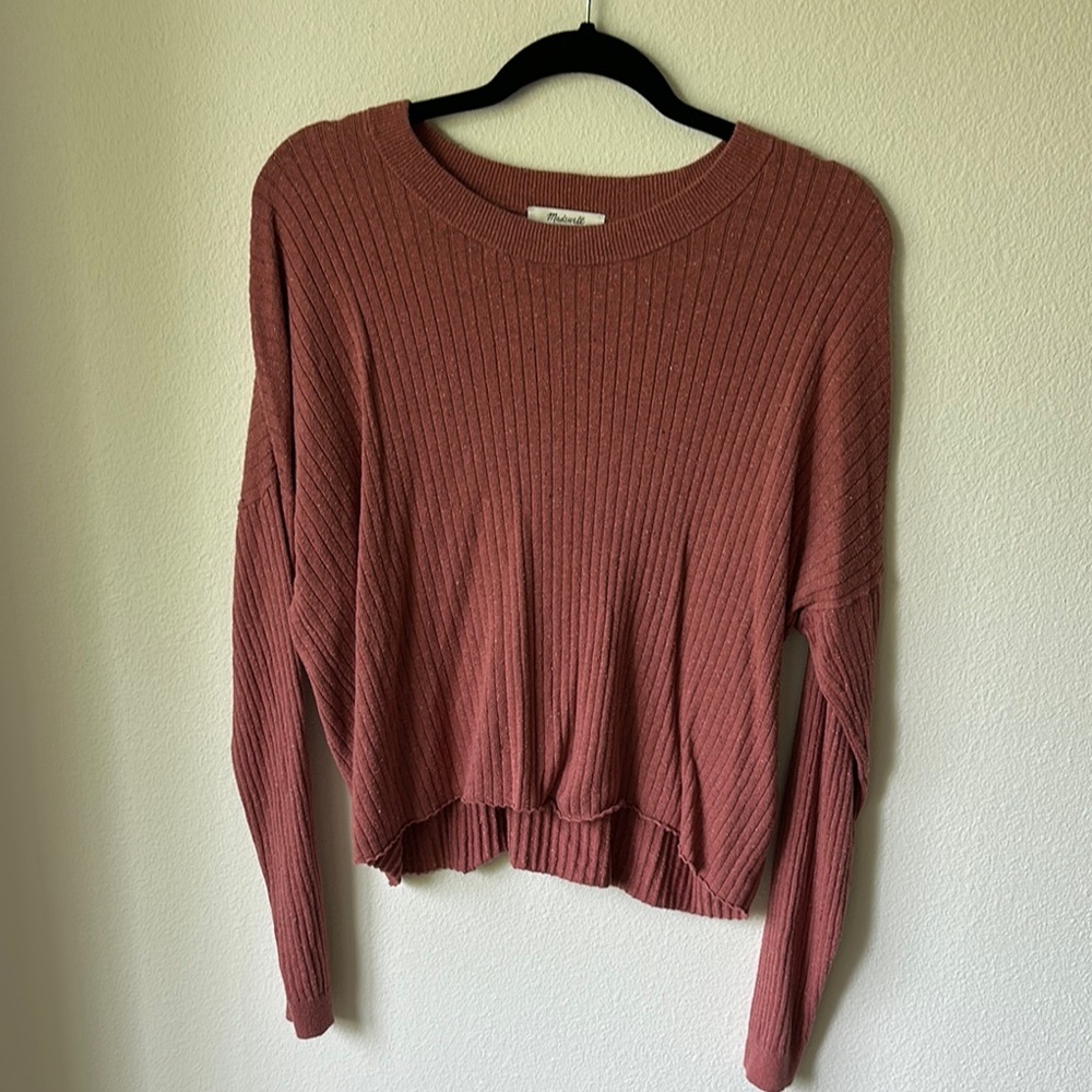 Pink Ribbed Knit Sweater